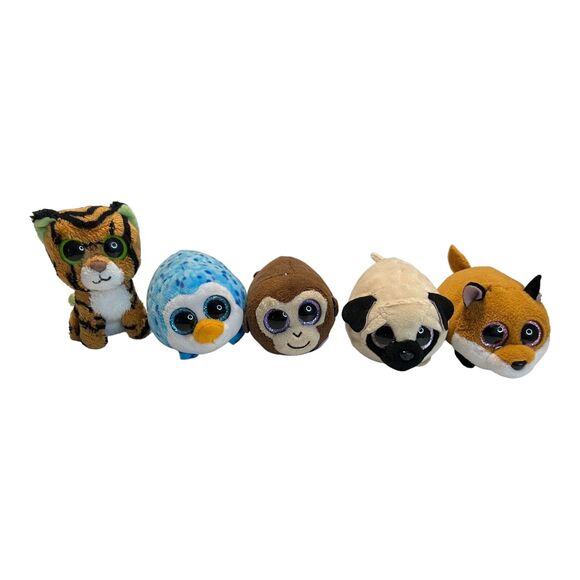 Ty Other - TY Lot of 5 Plush Stuffed Animals TEENY TYS Stackable Finley, Candy, Monkey, Gus